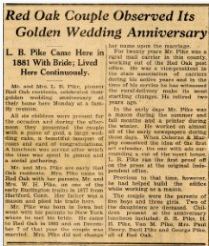 50th Wedding Anniversary newspaper clipping
